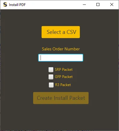 Screenshot of Installation Packet